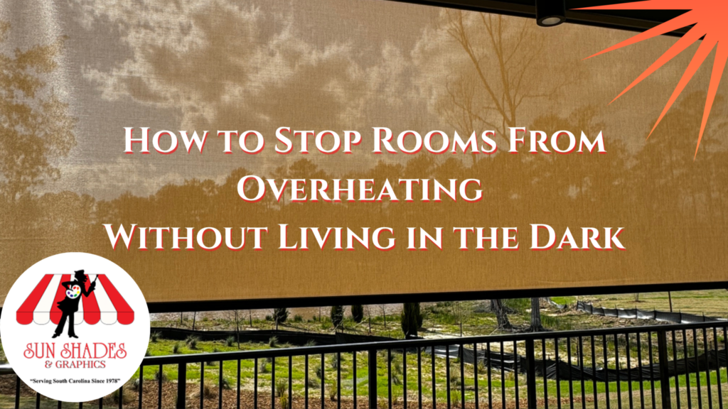 How to stop rooms from overheating without living in the dark. A Sunroll Screen protecting a deck from the sun.
